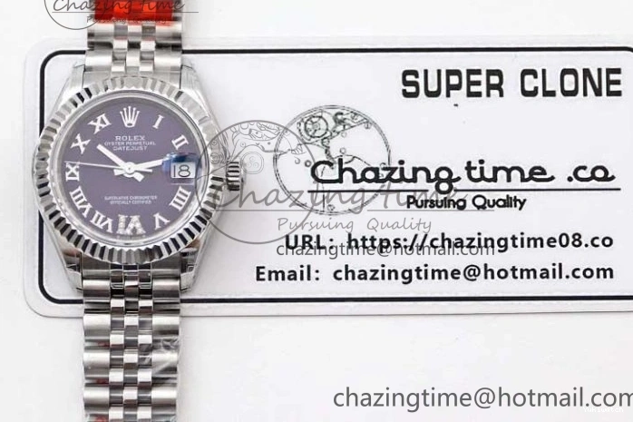 SS Bracelet 904L Dial Steel Best Roman Edition President NH05 TWF on Markers Purple DateJust 28 1:1 Lady 0331